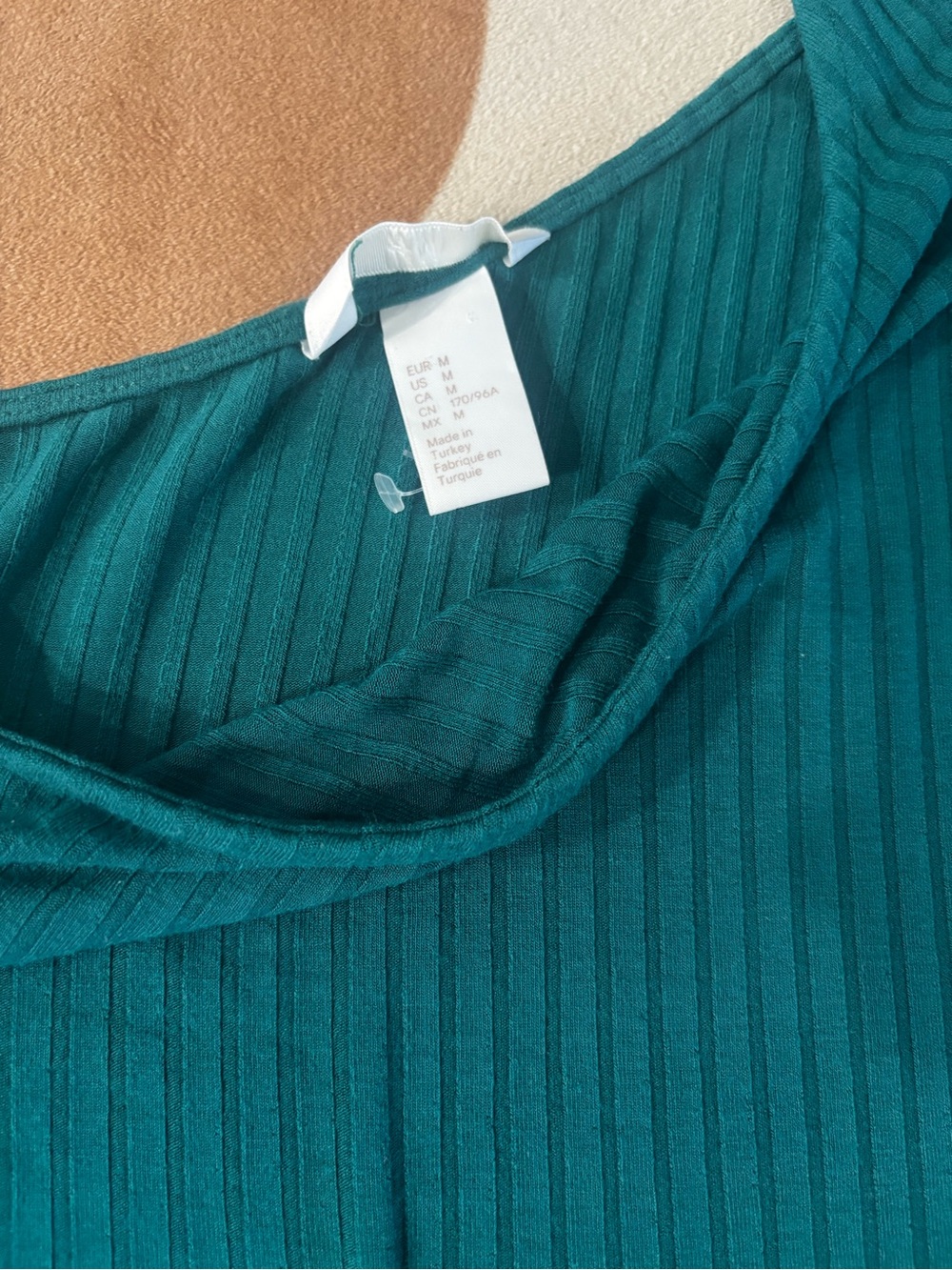 H&M Teal Ribbed Off-the-Shoulder Sweater
